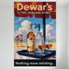Dewar’s The Jubilee Spirit Vintage Whisky Metal Tin Sign, Retro Beach Scene Advertisement for Home Bar Man Cave Pub Wall Decor