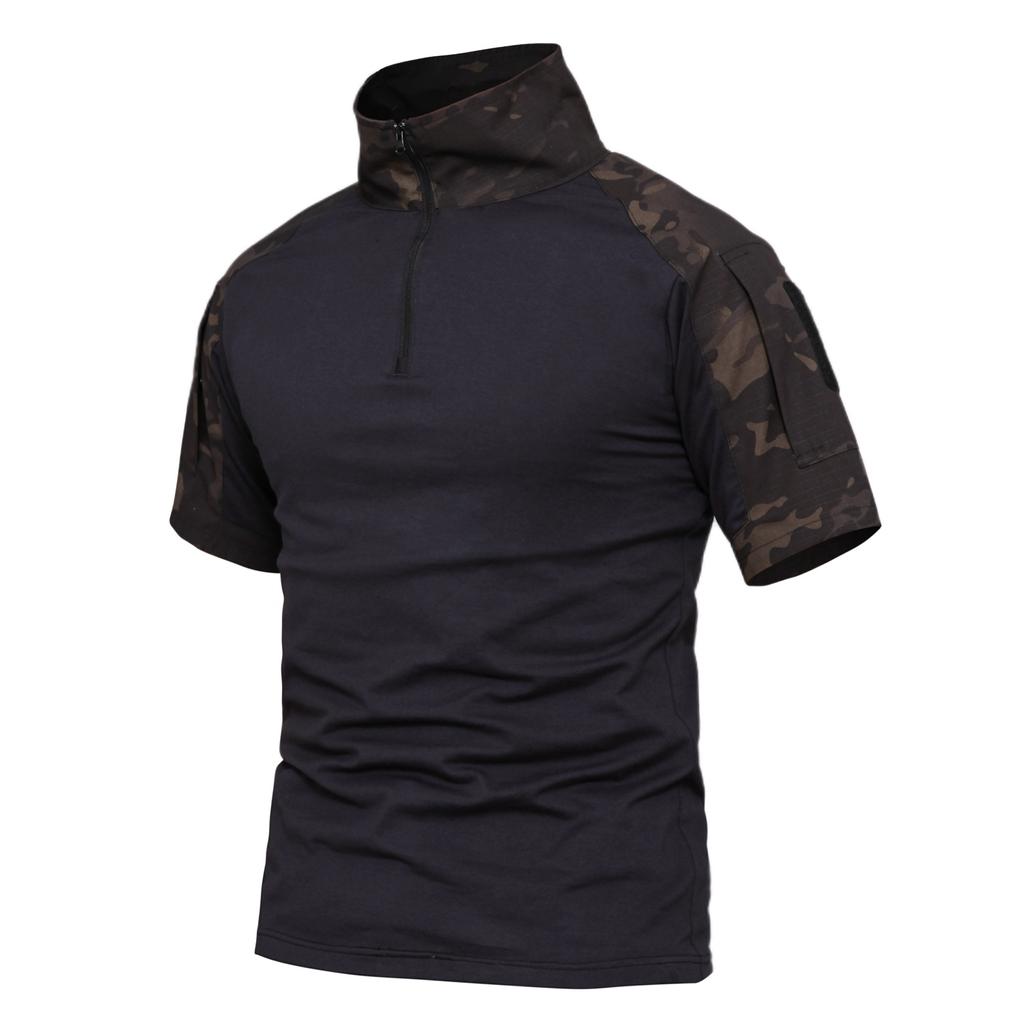 Men's Zippeer Front T-shirt Short Sleeve Shirt for Outdoor Working Fishing Hiking Camping