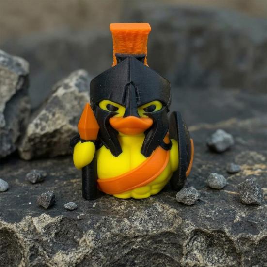 Spartan Warrior Duck Figurine, 3D Printed Motorcycle Rider Duck Statue, Cartoon Yellow Duck Tabletop Ornament, Gift Duck Lovers