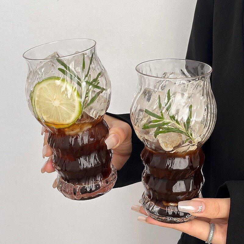 Ins Creative Transparent Glass Cups Cold Coffee Mug Ice Juice Cocktail Football Game Party Beer Drinking Cup Water Wine Bottle