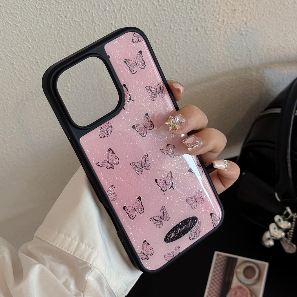 Glue Glitter Ins Sweet Cool Butterfly Apple 15 Promax Mobile Phone Case Iphone16 Anti Fall 12