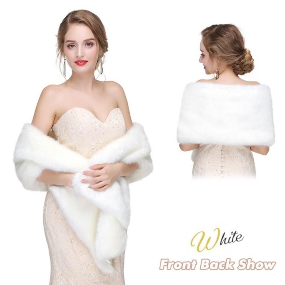Solid Color Plush Shawl Korean Style Bride Shoulder Fake Collar Faux Fur Scarves Ladies/Girls