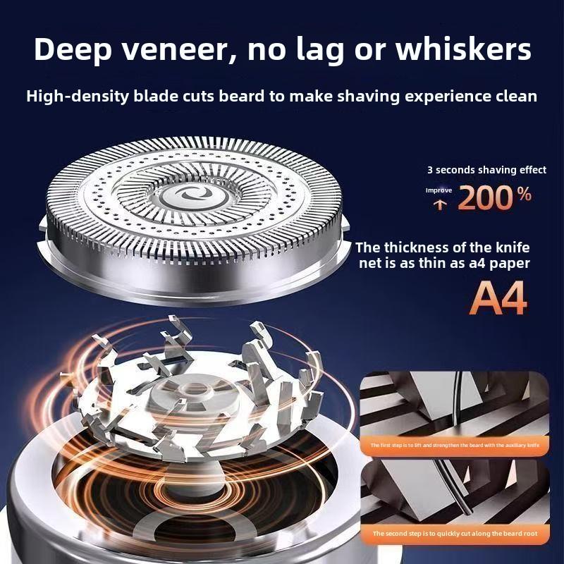 1pcs Men's Electric Shaver Rechargeable Car Portable LED Digital Display Wet and Dry Dual Use Shaver Household Shaver