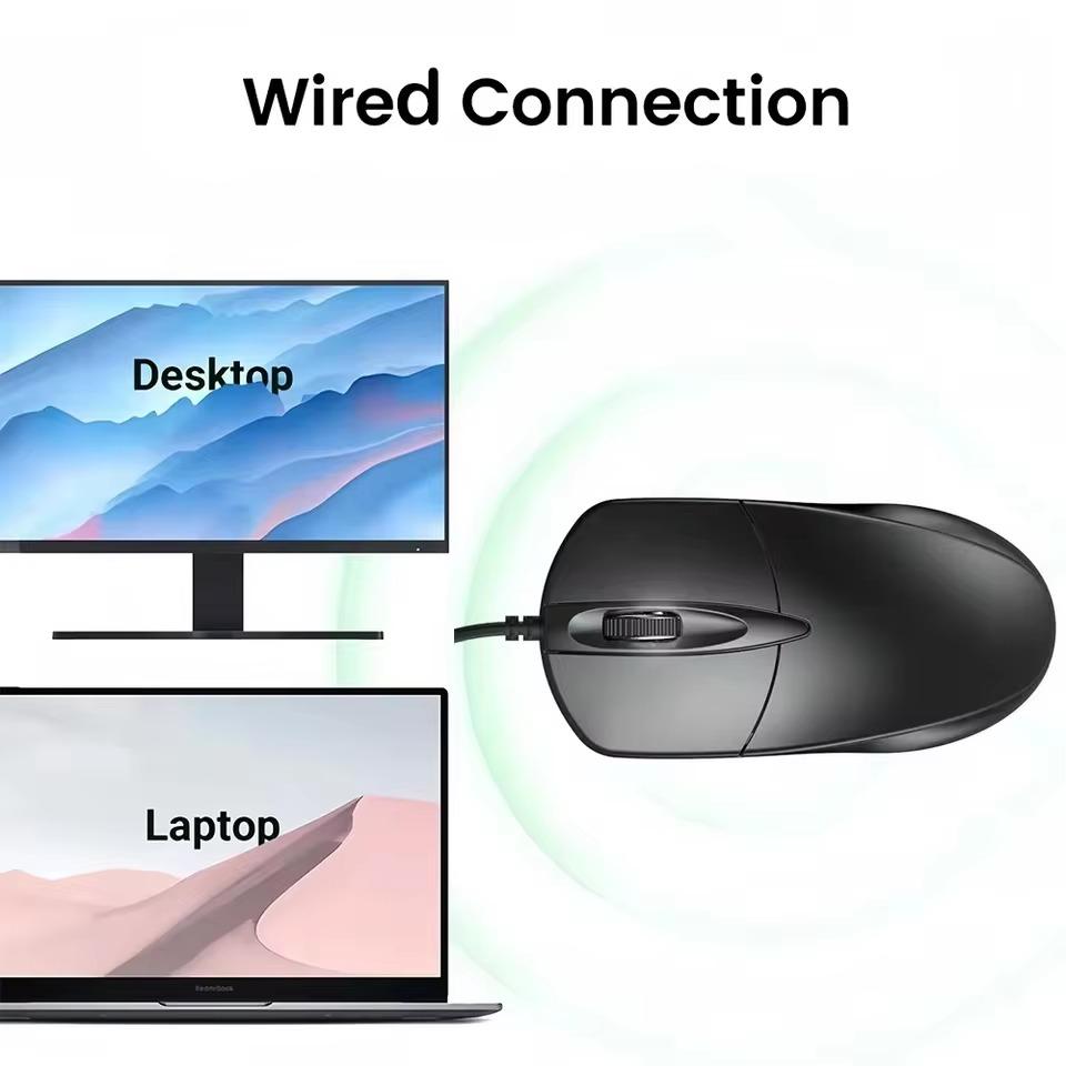 USB optická drátová myš Laptop Myš pro domácí kancelář Protiskluzový váleček 3D 1000DPI Herní myš Počítačové příslušenství Pro stolní PC