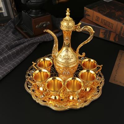 Elegant Turkish Coffee & Tea Set - Break-Resistant European Style with Luxe Tray and 6 Cups Reusable & Multipurpose