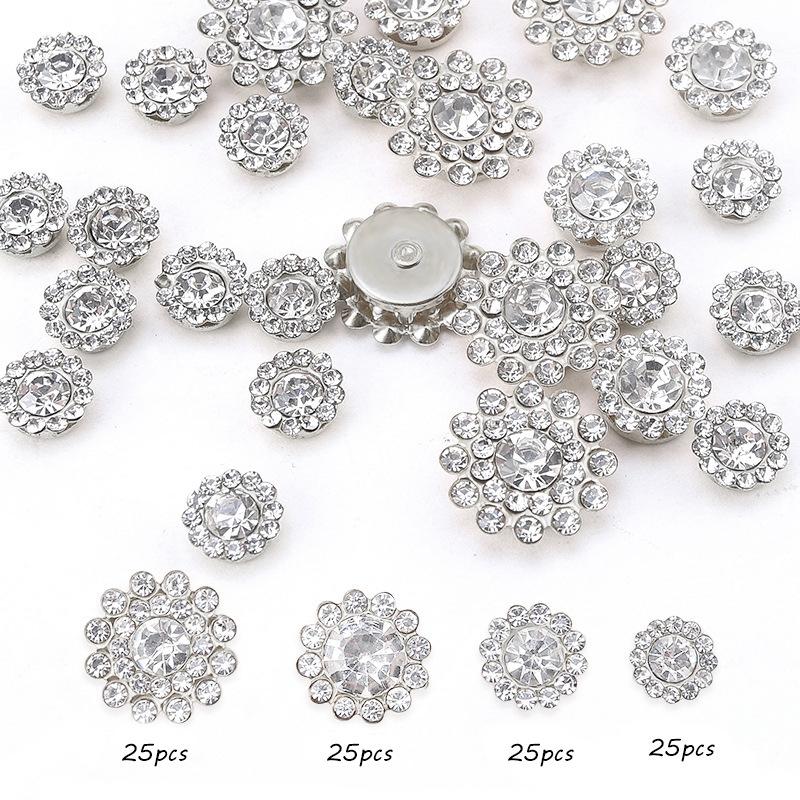 Størrelse Dobbelt Lag Blomst Blandet 100 stk Fargerik Solsikke Skive Bor Spenne Krystall Håndsøm Bor DIY Smykketilbehør Rhinestone Sy på Perler