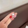 Retro Cute Red Asymmetrical Polka Dots Geometric Square Round Splicing Stud Earrings for Women Daily Wear Trendy Jewelry Gifts