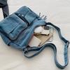 Multi-Pocke Crossbody Bag Denim Commuter Tote Bag Women Large Capacity Messenger Bag
