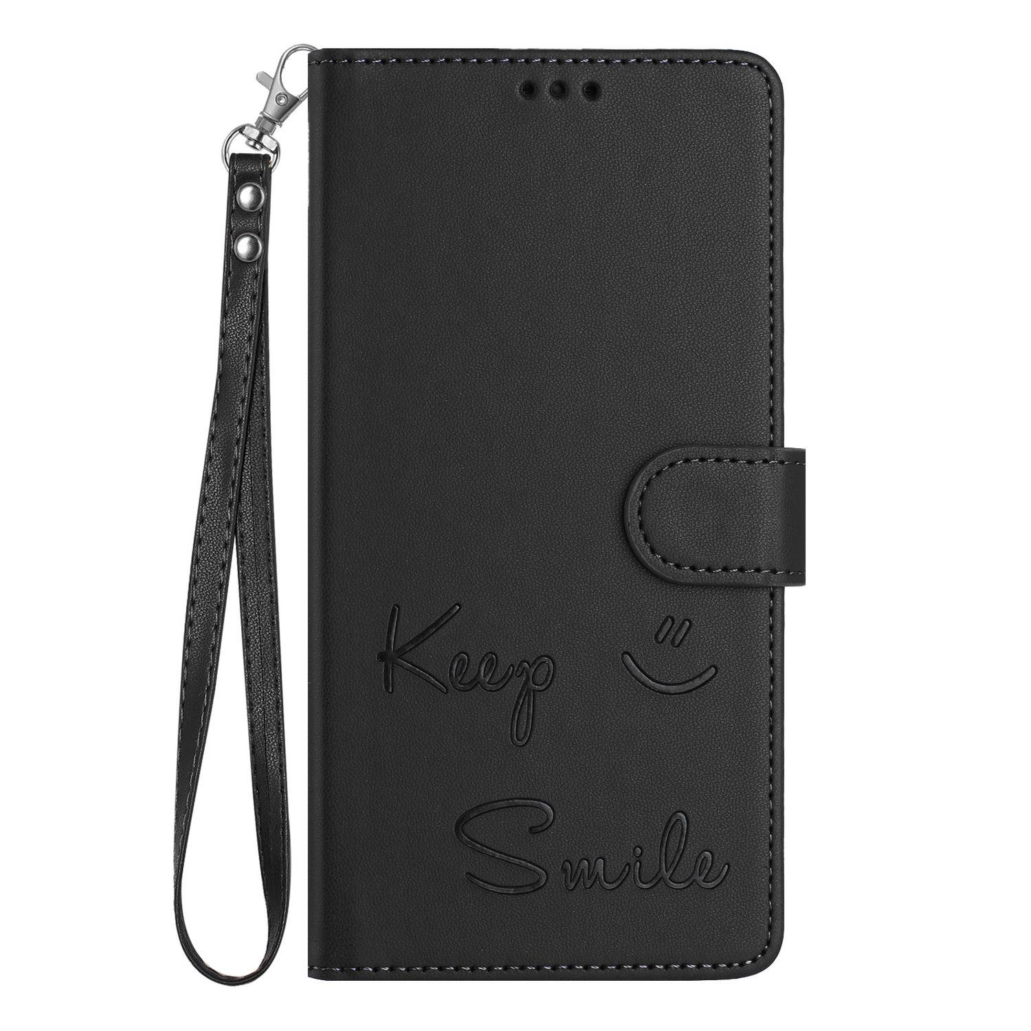 

Leather Wallet Flip Case For HMD Fusion Skyline Pulse Pro Plus Keep Smile Embossed Design with Wrist Strap HMD Fusion чёрный