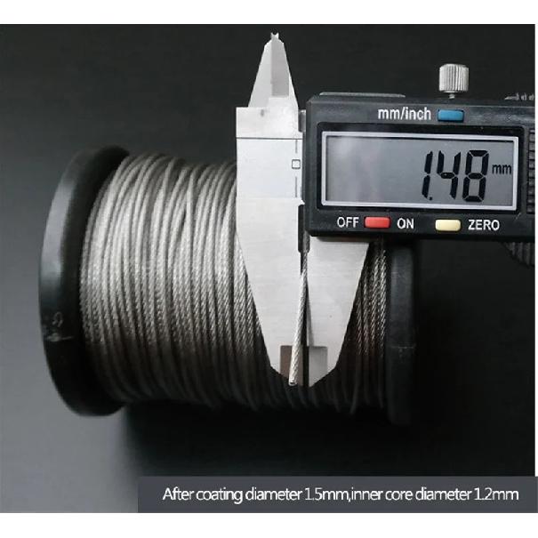 Dia 0.5/1/1.5/2/2.5/3/5mm 304 Stainless Steel PVC Coated Flexible Wire Rope Soft Cable Transparent Stainless Steel Clothesline