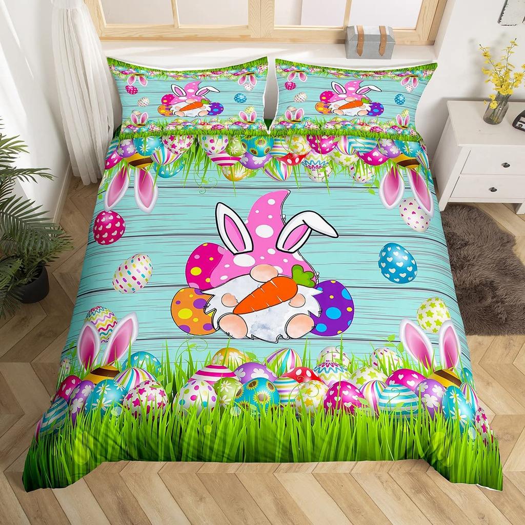 Easter Egs Soft Duvet Cover Easter Beding Set,Rabit Tail Warm Comforter Cover Lovely Carton Rabit Pet Animal Comfortable Quilt Cover Single Quen
