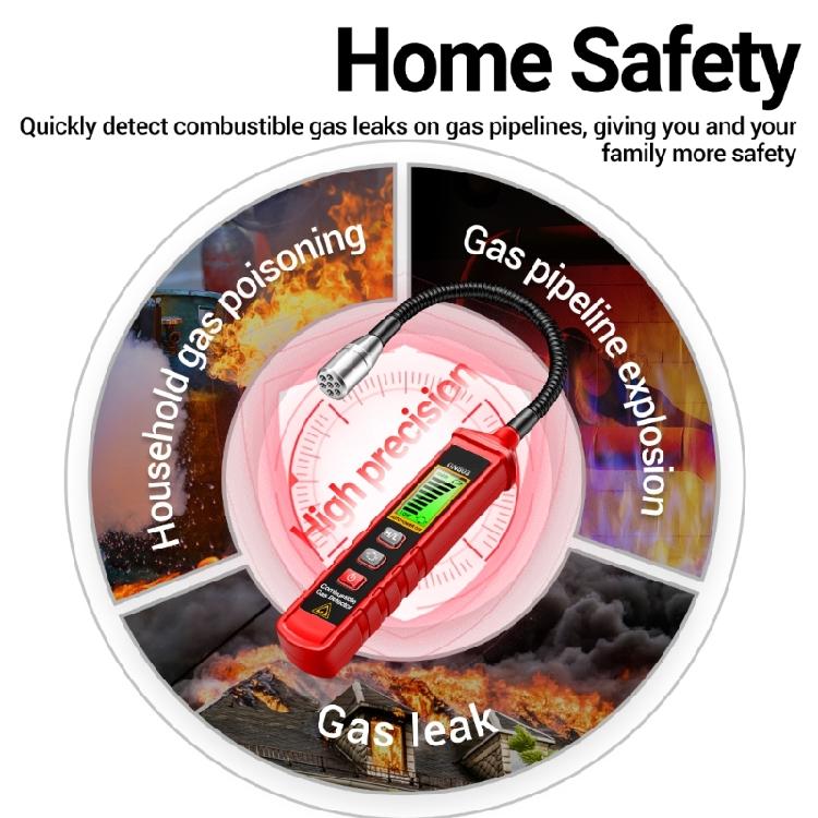 Combustible Gas Leak Detector 300-1000PPM Flexible Portable Natural Gas Detector