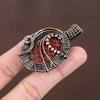 Natural Red Titanium Druzy Gemstone Handmade Copper Wire Wrap Pendant 2.36" L1j95