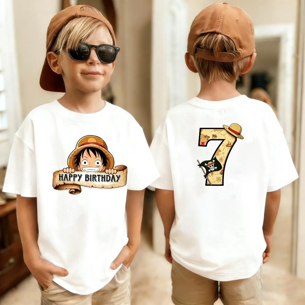 Summer One Piece Childrens Pure Cotton Tshirt Number 110 Print Birthday Gift Breathable Comfortable Boys Tshirt Fashion Top 100