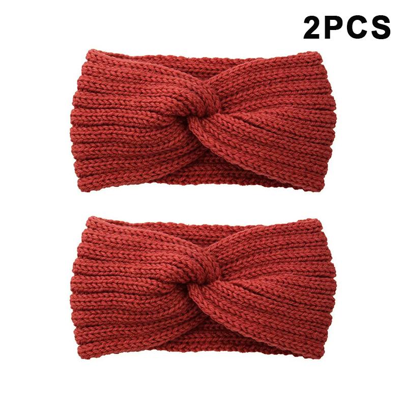 2Pcs Women'S Winter Warm Headbands - Thick Knit Ear Strap Hair Accessories Winter Headbands Cold Weather Gear Stylish Headwear