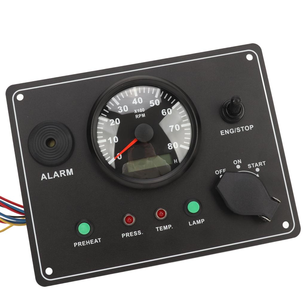 210 X 160mm Boat Tachometer Panel High Accuracy Multifunction 0‑8000 RPM Marine Tacho Gauge Instrument Panel with Alarm