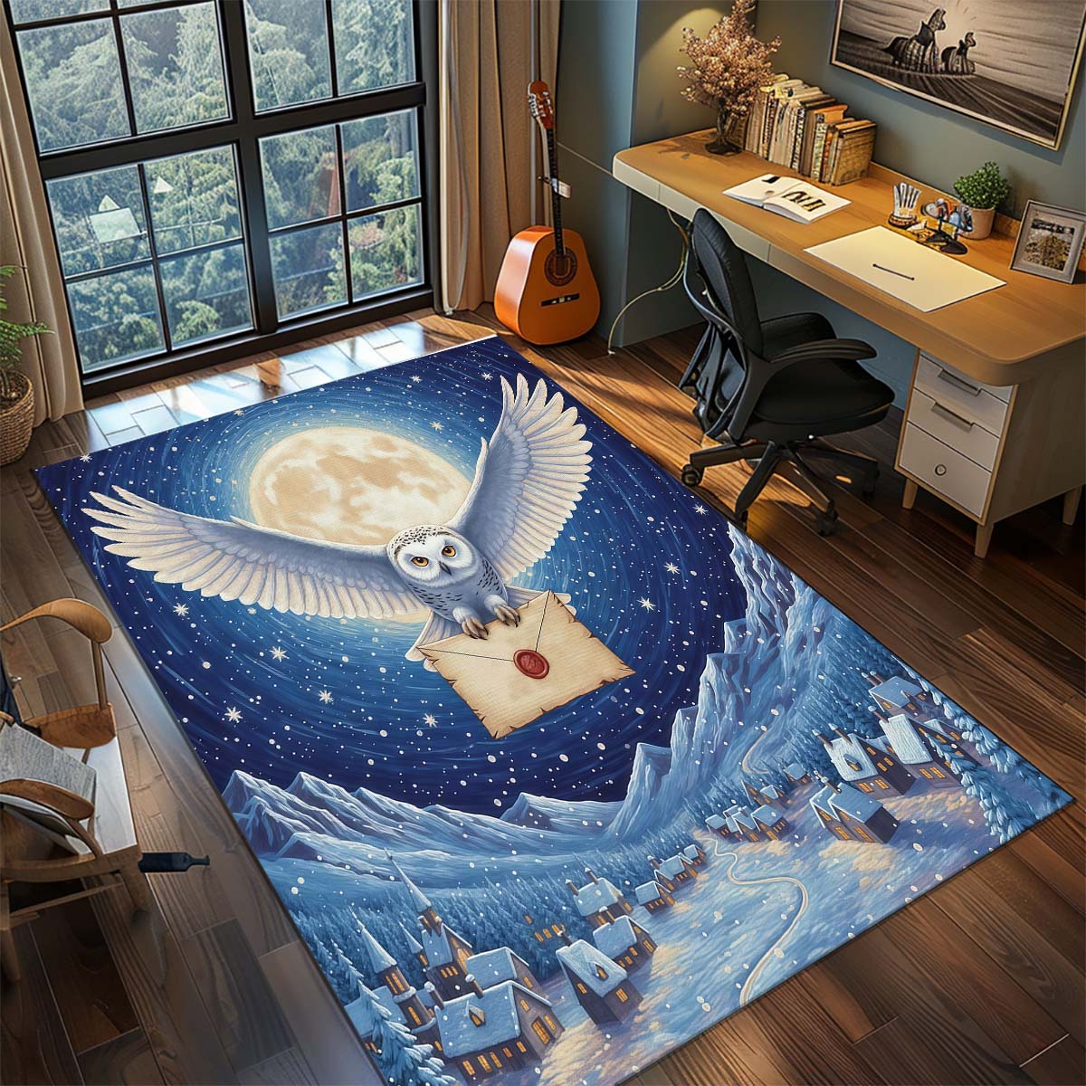 

Harry Potter Magic Owl Anime Rug Carpet Large Area Rug Non Slip Washable Floor Mat Gamer Room Bedroom Home Decor -QJY 60x90cm