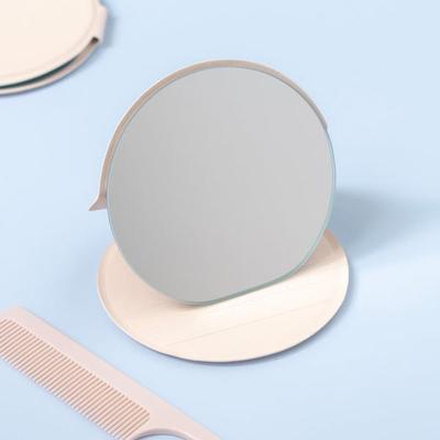 Elfenbeinfarbener Bezug Ständer Runder Spiegel