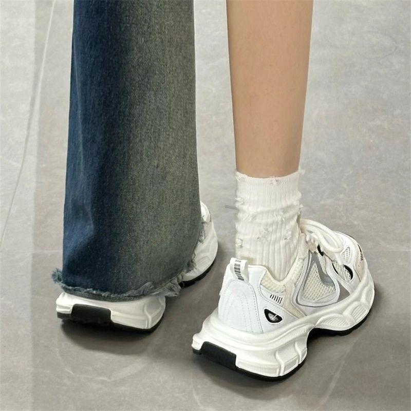 Popular dad shoes 2025 autumn new fashion thick-soled super soft versatile little white shoes mesh breathable casual sports shoes