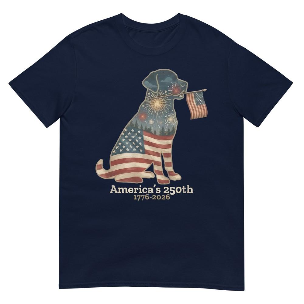Labrador Retriever Americas 250th Patriotic Dog Fireworks TShirt S