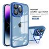 Luxury Metal Camera Protection Shockproof Armor Case For iPhone 14 13 12 11 Pro Max Folding Bracket 2in1 2023 Transparent Cover