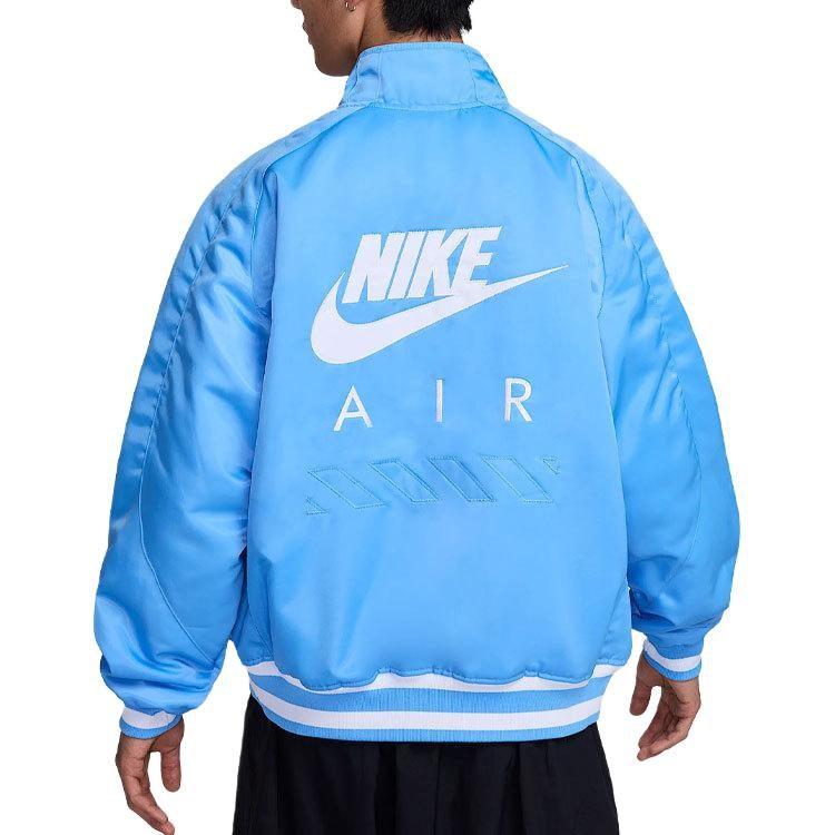 Nike Puffer Jackets Men's Blue Stand Collar Moderate HJ0302-412