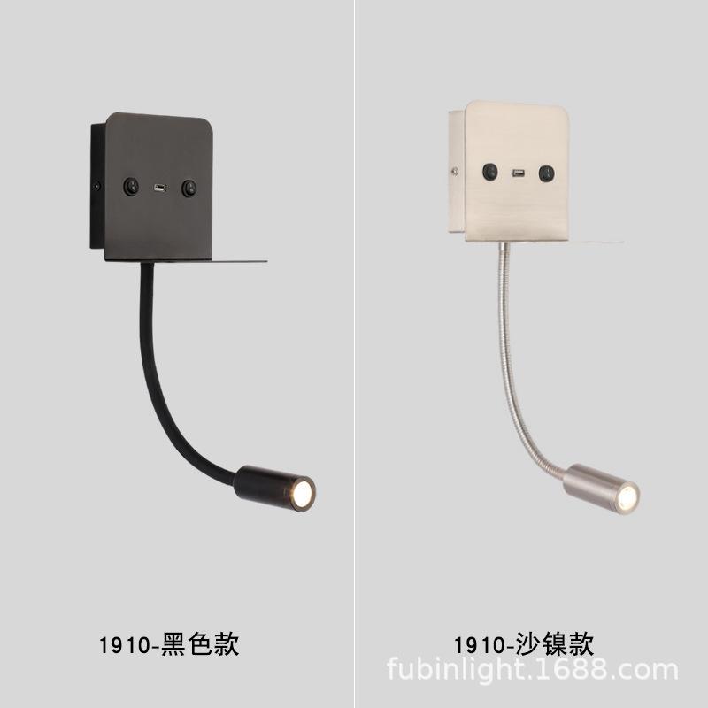 Modern Led Bedroom Light with Shelf USB Charger Bathroom Reading Light with Background Night Light Led Wall Lamp with Switch