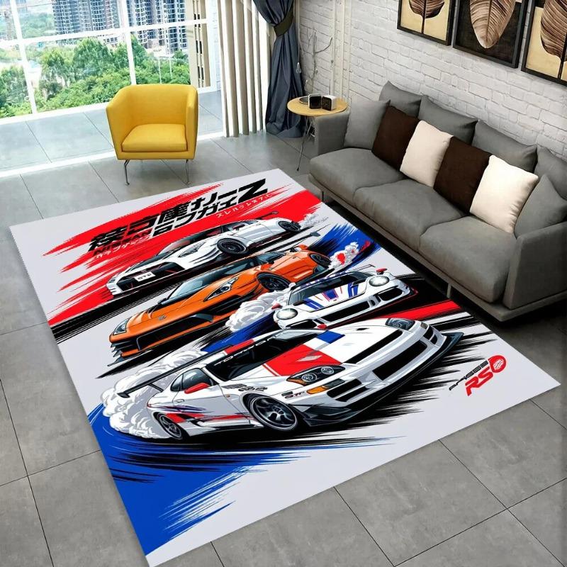3D E36 Racing Car Motorcycle Rug Carpet for Living Room Bedroom Decor Kids Play for Sofa Doormat Gift  Non-slip Decoration