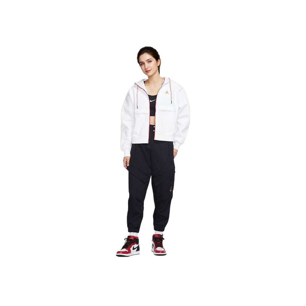 Jordan Knit Hooded Cardigan Sweatshirt Women Tops White CW6503-100