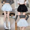 Women's High-Waist Black Ballet-Style Pleated A-Line Skirt with Anti-Exposure Shorts