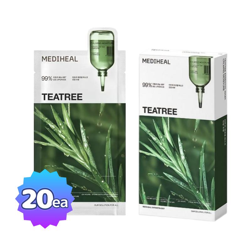 [MEDIHEAL] Tea Tree Essential Mask 24ml x 20ea Intensive Soothing & Pore-Minimizing Relief Bulk Set