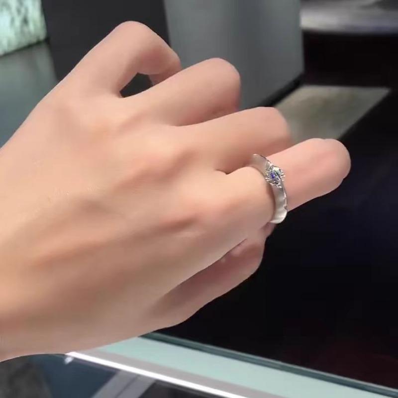 S925 sterling silver moissanite women's niche design shining universe star ball revolving ring platinum high-end jewelry gift