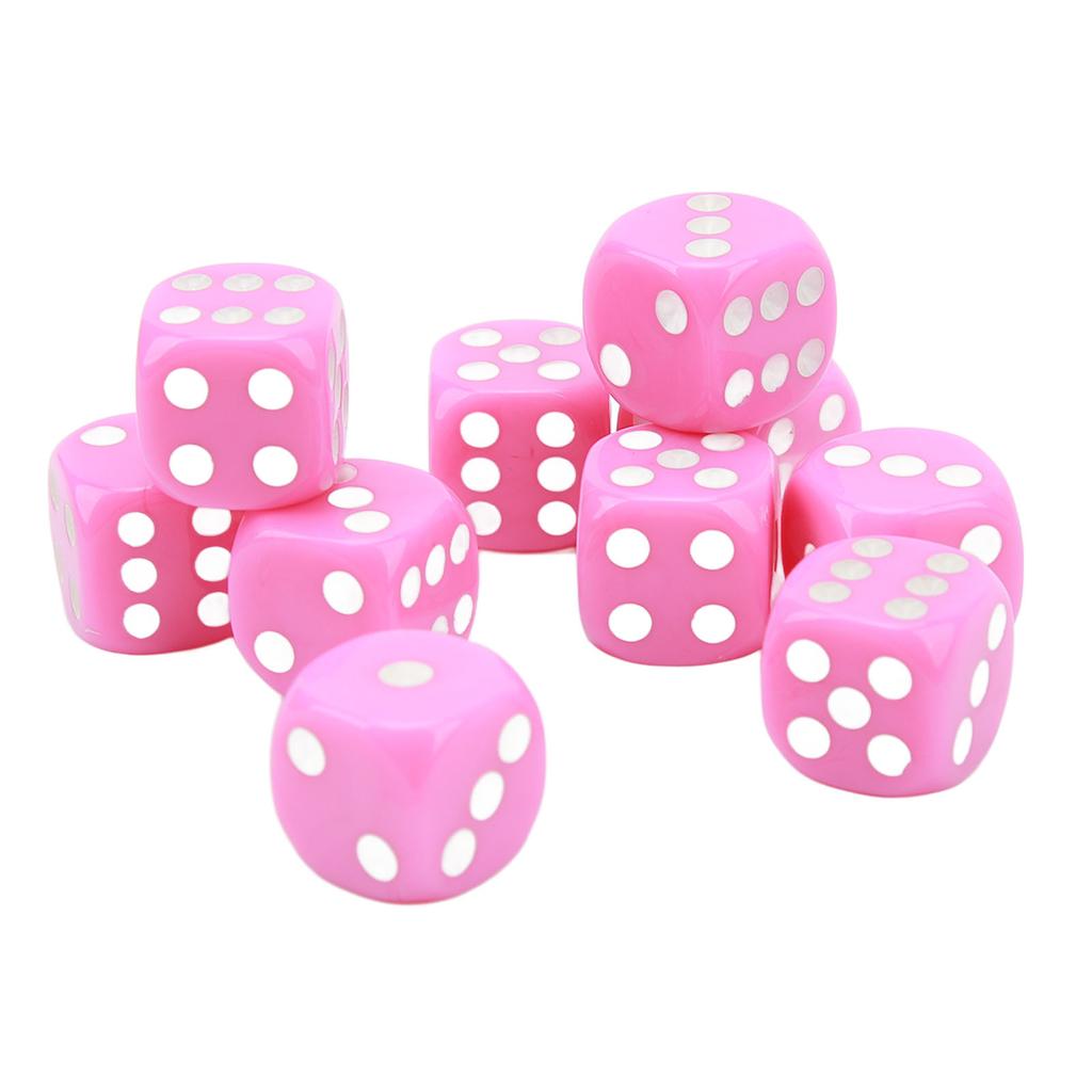 Set di 30 Dadi 16MM Plastica 6 Facce Angoli Arrotondati Dadi Cubi per Giochi da Tavolo Giochi da Tavolo Rosa