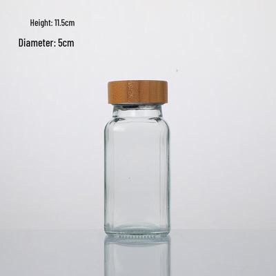 ZISIZ Square Glass Seasoning Jars with Bamboo Lids (Set of 5)