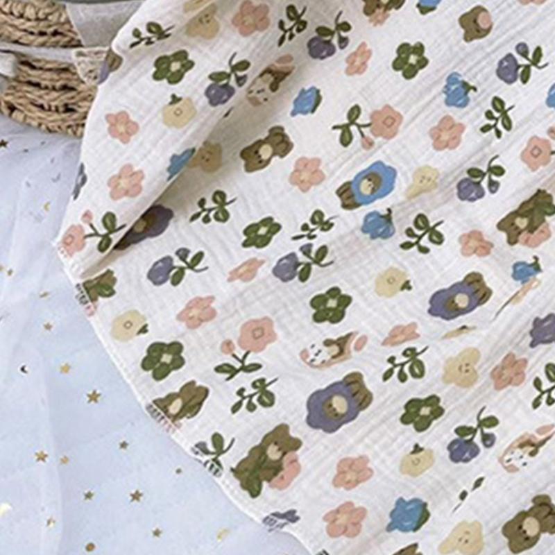 Baby Wrap Towel Cotton Cartoon Print Wrap Blanket Infant Blanket Bath Towel Crib Sheet Non-fluorescent Newborn Blanket