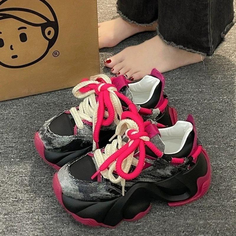 Trendy Thick Soled Vulcanized Dad Shoes 2024 Autumn and Winter New Lightweight and Breathable Casual Sports Women's Shoes Trafza