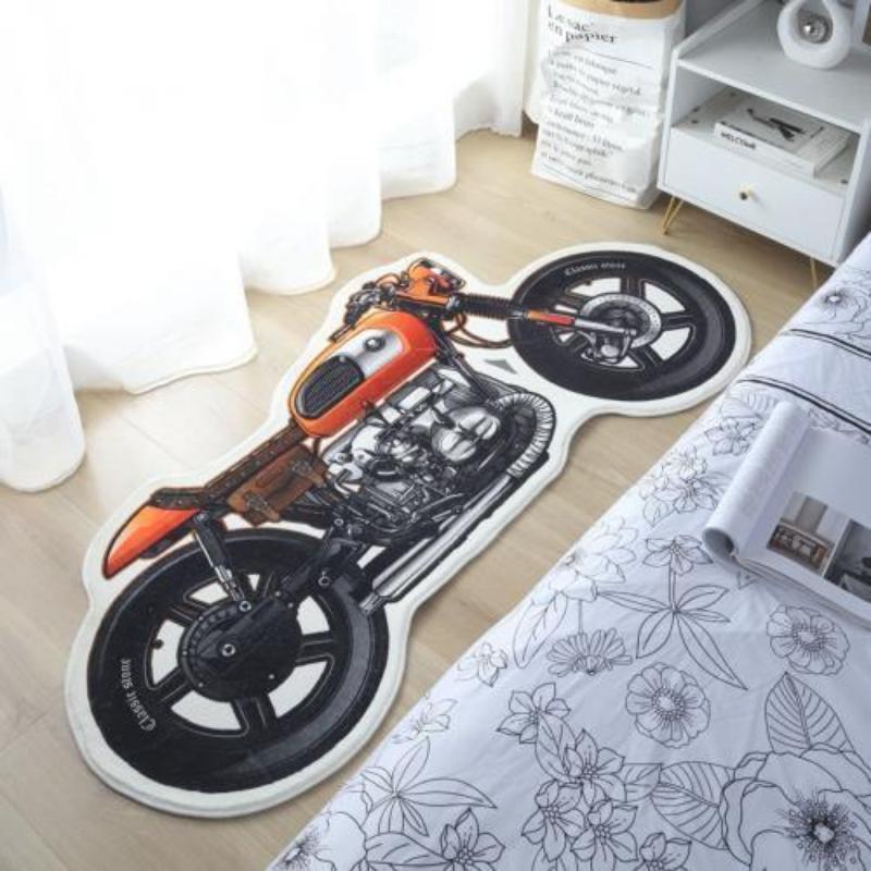 Home bedroom carpet irregular motorbike shape carpet fashion personality lambswool bedroom non-slip carpet