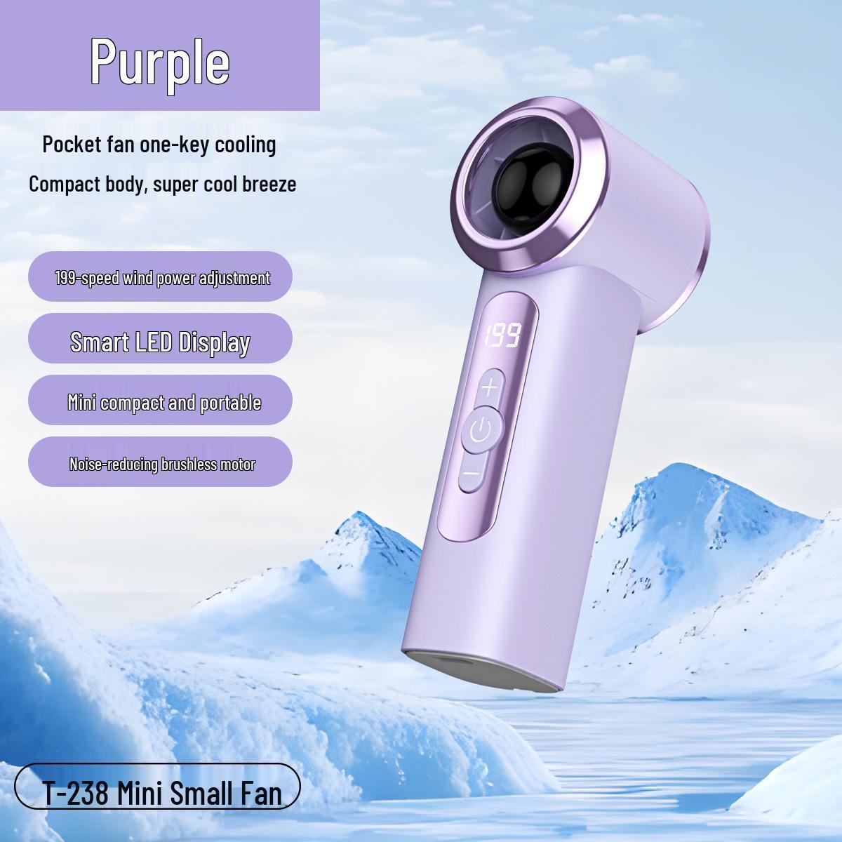 Portable T238 Mini USB Rechargeable Turbine Fan with Digital Display 4.80*4.80*11.50