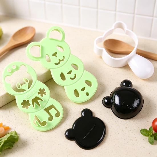 DIY Lunch Box Decorator Rice Ball Molds Kit, Cartoon Bear/Cat/Dog/Panda Shape Onigiri Maker, Cute Kitten Bento Accessories Food Grade