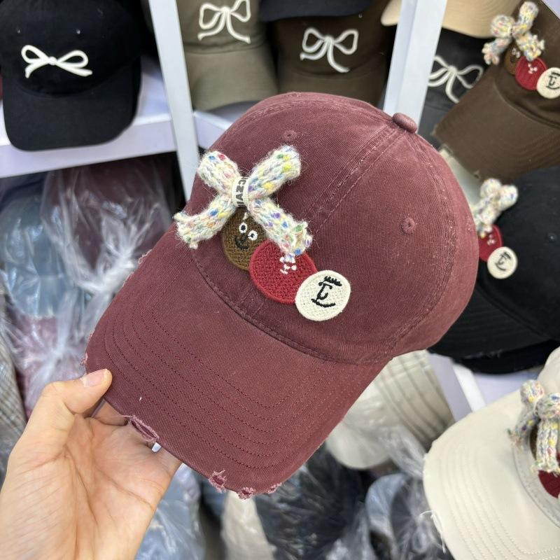 Hat Smiley Face Embroidery Bow Baseball Cap Fashion Women S Sunshade Sunscreen Cap Tide красный