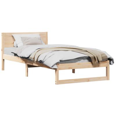 Natural Pine Wood Bed Frame with Headboard 75 X 190 Cm