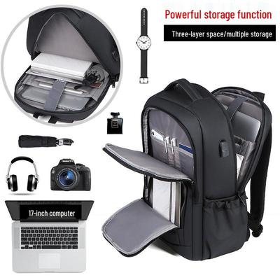 Men's Waterproof 17-Inch Laptop Backpack: Large Capacity School and Travel Bag