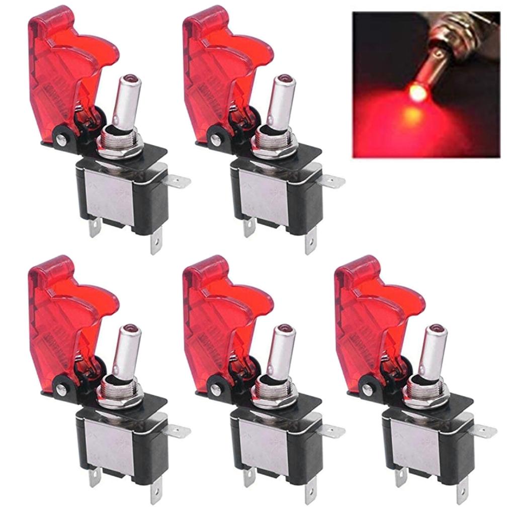 Car Boat Truck Led Lighted Toggle Switch with Aircraft Flip Safety Up Cap Cover