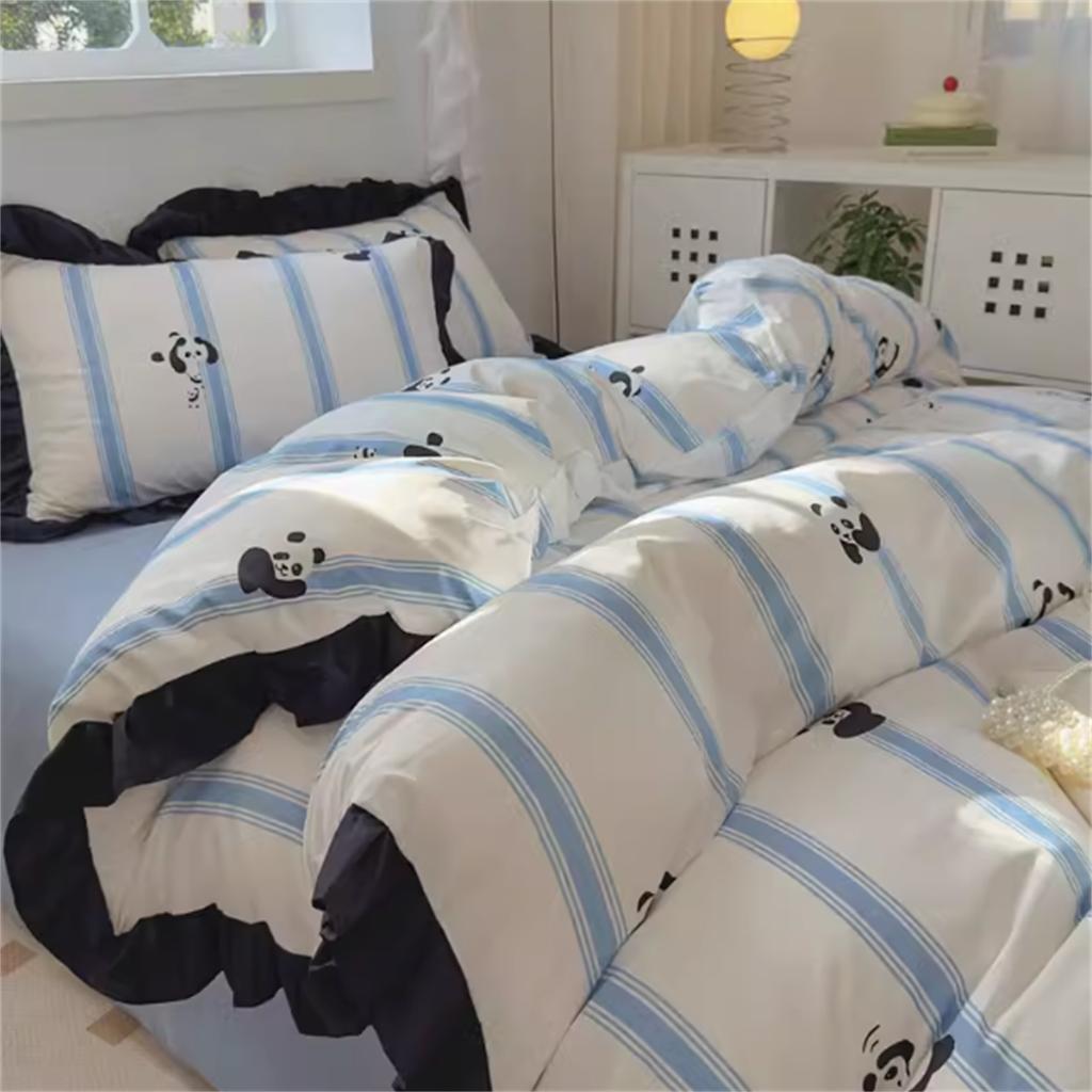 French Girl  New Pure Cotton Bed Set Four-piece Set All-cotton Four-season Universal Quilt Cover Three-piece Bedding Set