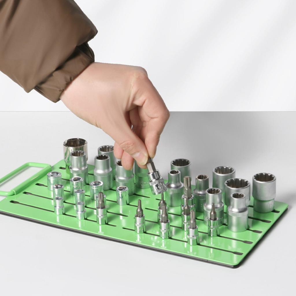 Industrial Magnetic Socket Rack Metal Tool Holder Support Compact Workshop Organizer Anti Slip Durability Construction