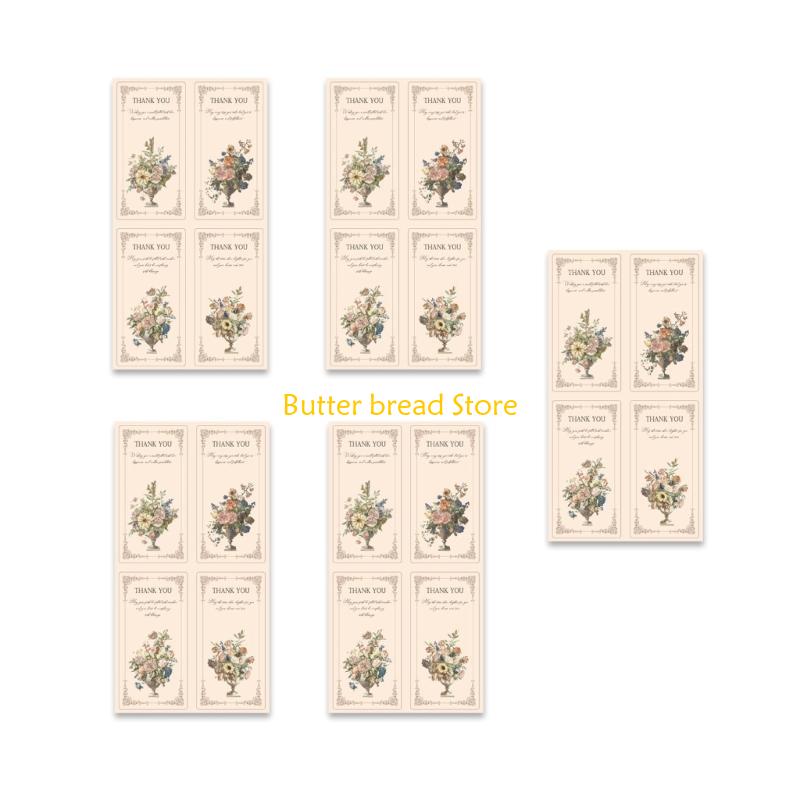 W89C 125Pcs Thank You Stickers Rectangular Wrapping Labels Self-adhesive Labels for Wedding Small Businesses, Online Retailer