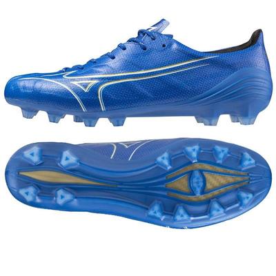 Fußballschuhe laserblau / weiß / gold Alpha Japan