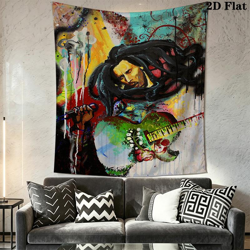 Abstract Guitarist Tapestry Urban Art Vibes Tapestry Background Cloth Fashion Print Home Decor Wall Covering Decoration Soft