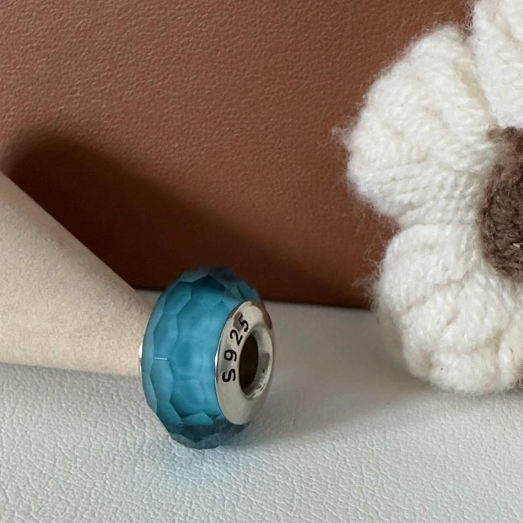 Colorful copper Mini Murano Glass Bead Charms Charm Fits Authentic Bracelets Blue Faceted Murano for Women Necklaces Jewellery