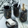 Badezimmer-Accessoire-Set KERAMIK Marmoroptik Spender Seifenschale
